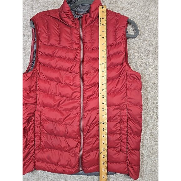 Michael Kors Down Puffer Vest Lightweight Full Zip Pockets Festive Burgundy Sz M - Picture 2 of 15